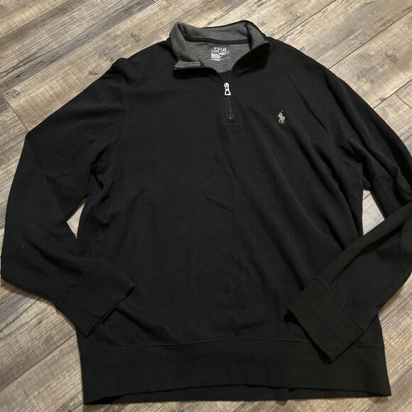 Polo by Ralph Lauren Other - Polo Ralph Lauren Performance Soft Pullover 1/4 Zip Black Grey Pony Large